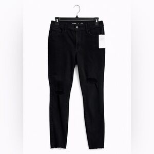 Old Navy Rockstar Super Skinny High-Rise Black Jeans Ripped Knee Petite 8 NWT